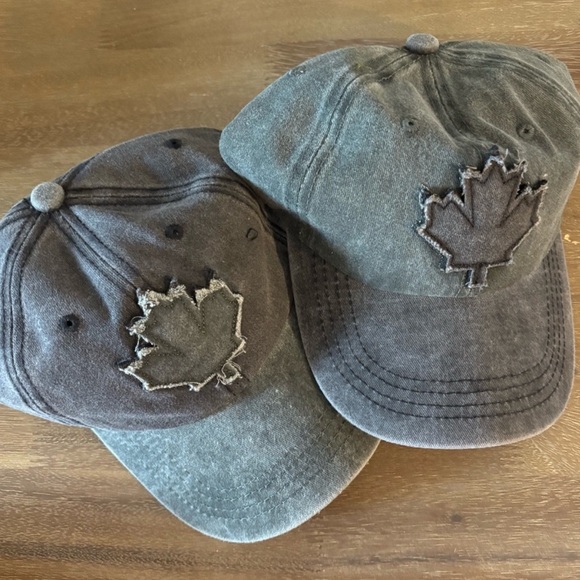 Accessories - 2 Vintage Distressed Canada Maple Leaf Caps